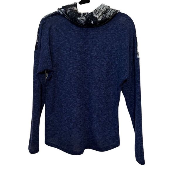 Alberto Makali Solo Tintoreria Blue Pique Knit Cowl Neck top Size M - Picture 3 of 11